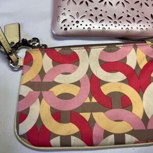 Coach logo satin small wristlet